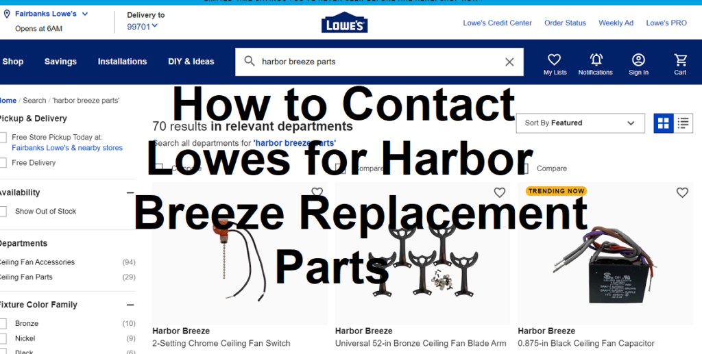How to Contact Lowes for Harbor Breeze Replacement Parts